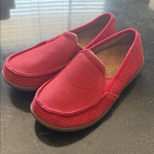 REVITALIGN Red Women's siesta burst suede mules slip ons- orthopedic